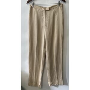 Zanella Womens Silk Blend Trousers Pant Sz 10 Made In Italy Pinstripe Elegant